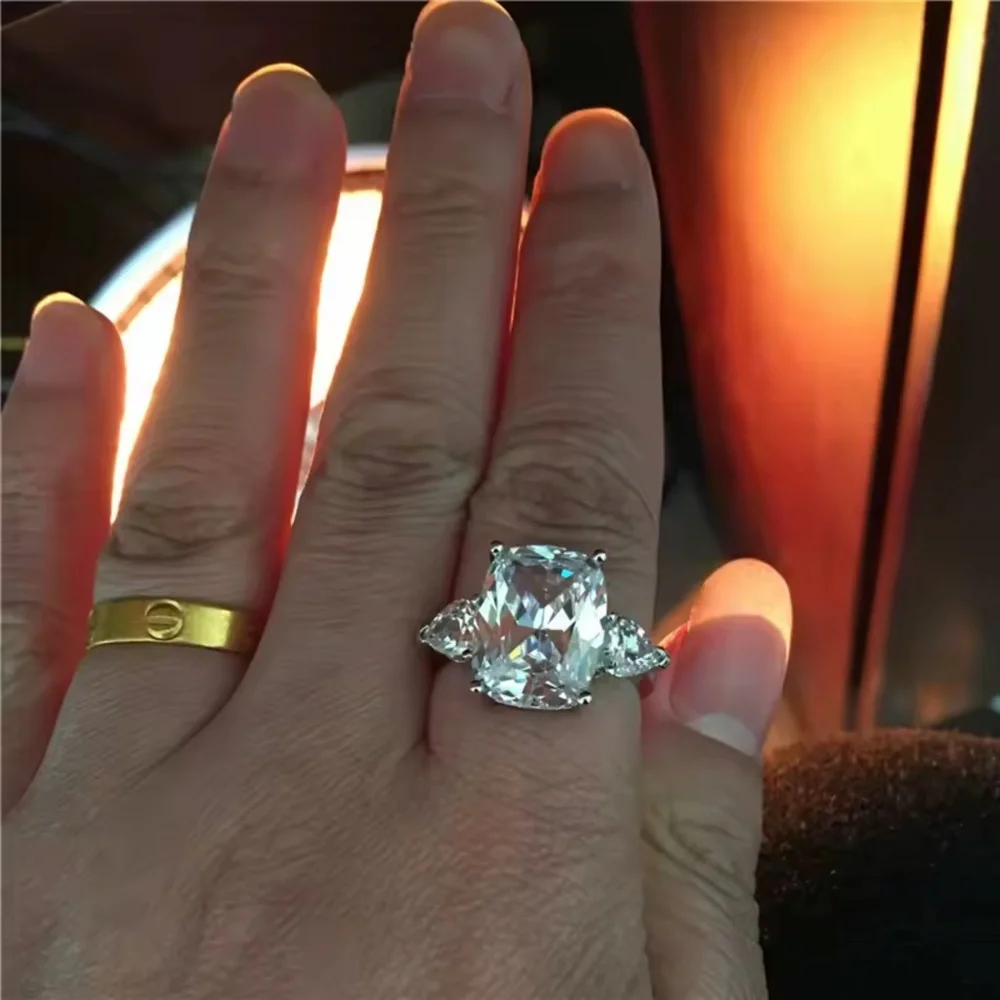 8Ct Cushion Long Cut Swarovski Solitaire Men's Pinky Ring